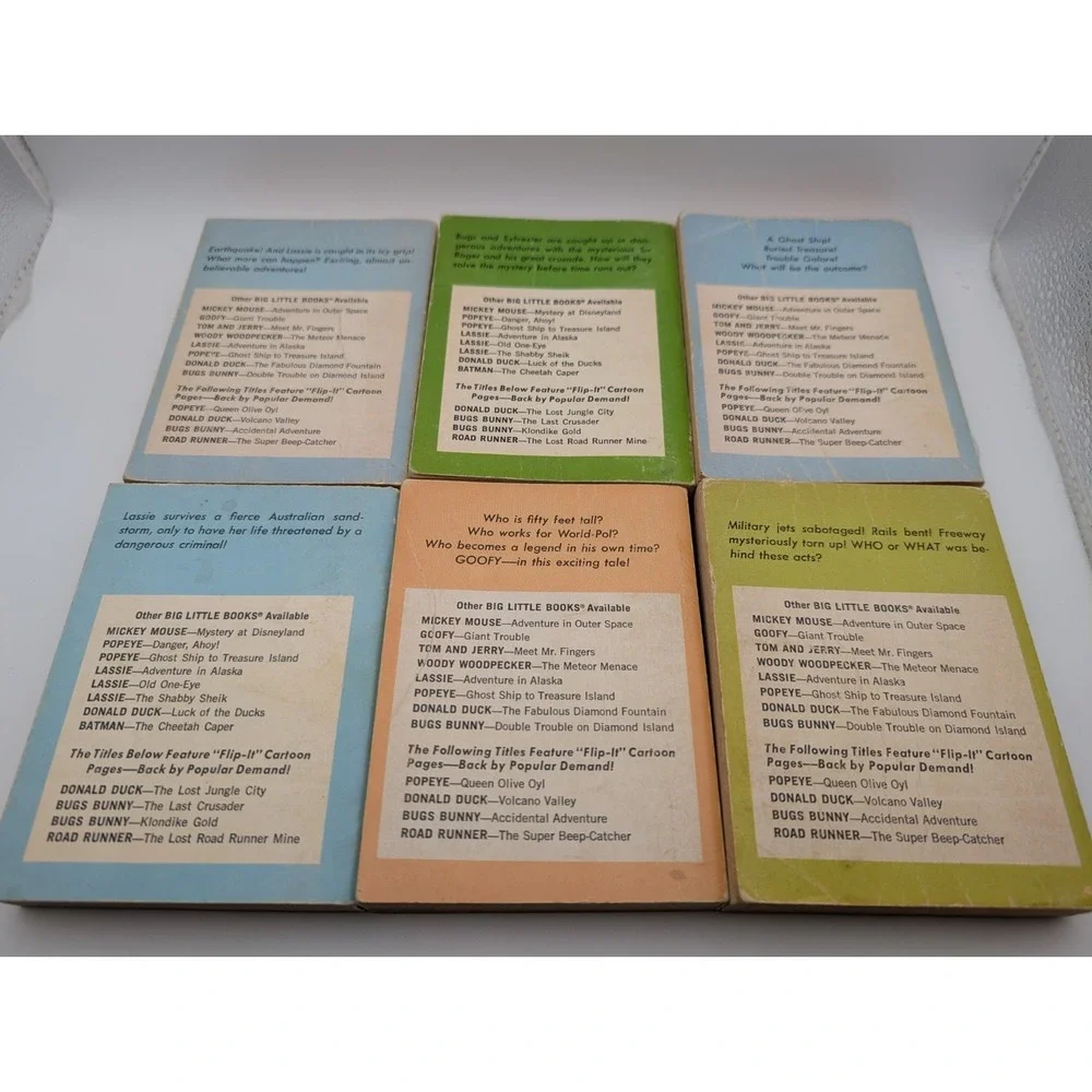 Vintage Little Books Lot Of 6 Lassie Adventures Goofy Popeye Tom Jerry 1968